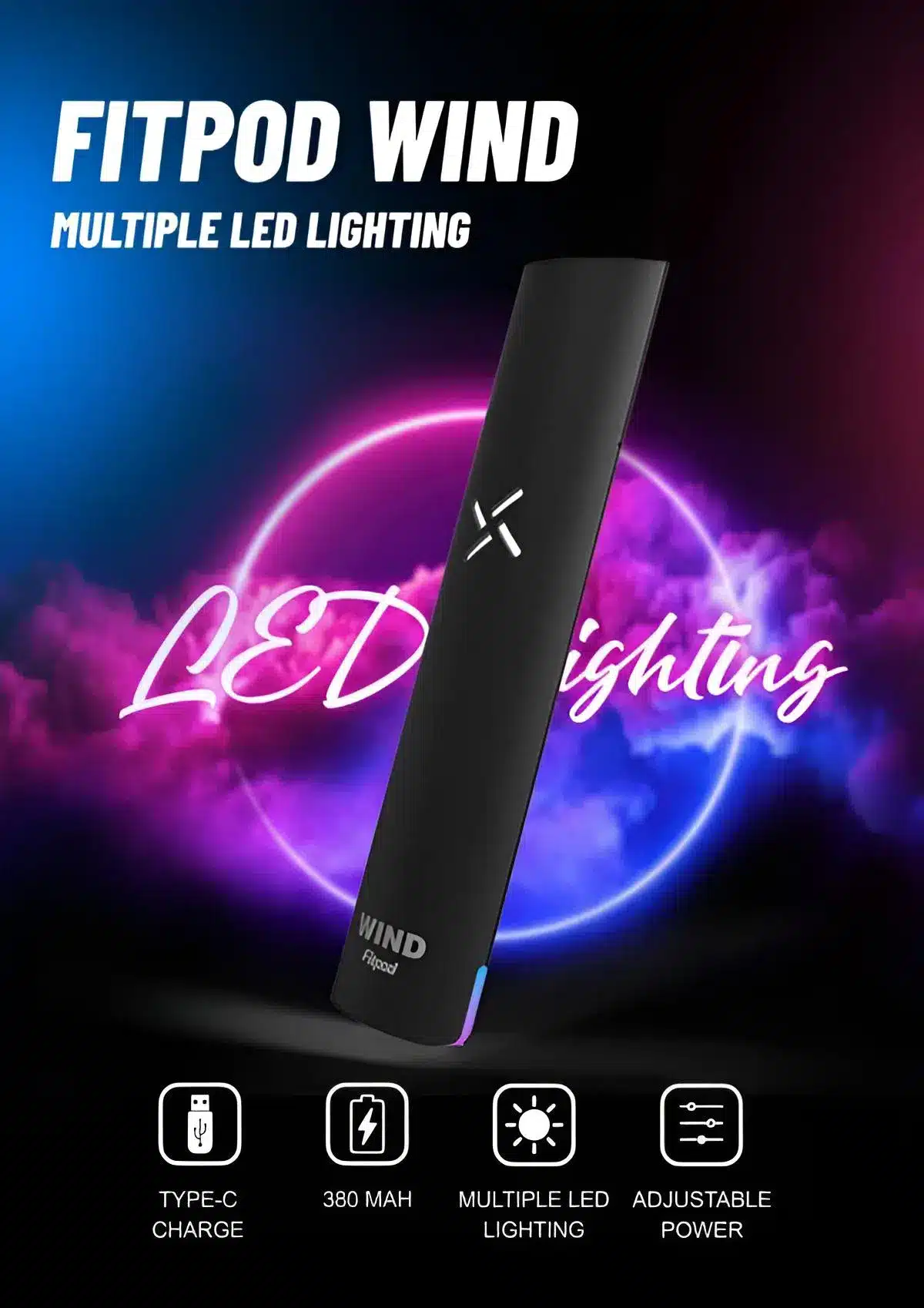 Fitpod Wind 氣流調節煙桿｜四檔霧化模式｜適配RELX一代·SP2·LANA｜7-11到付