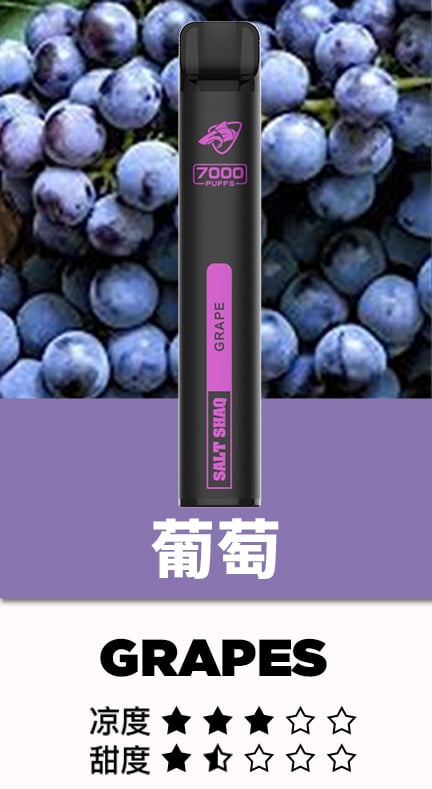 SALT SHAQ 鯊克7000口拋棄式煙桿｜持久續航・經典口感 小黑條